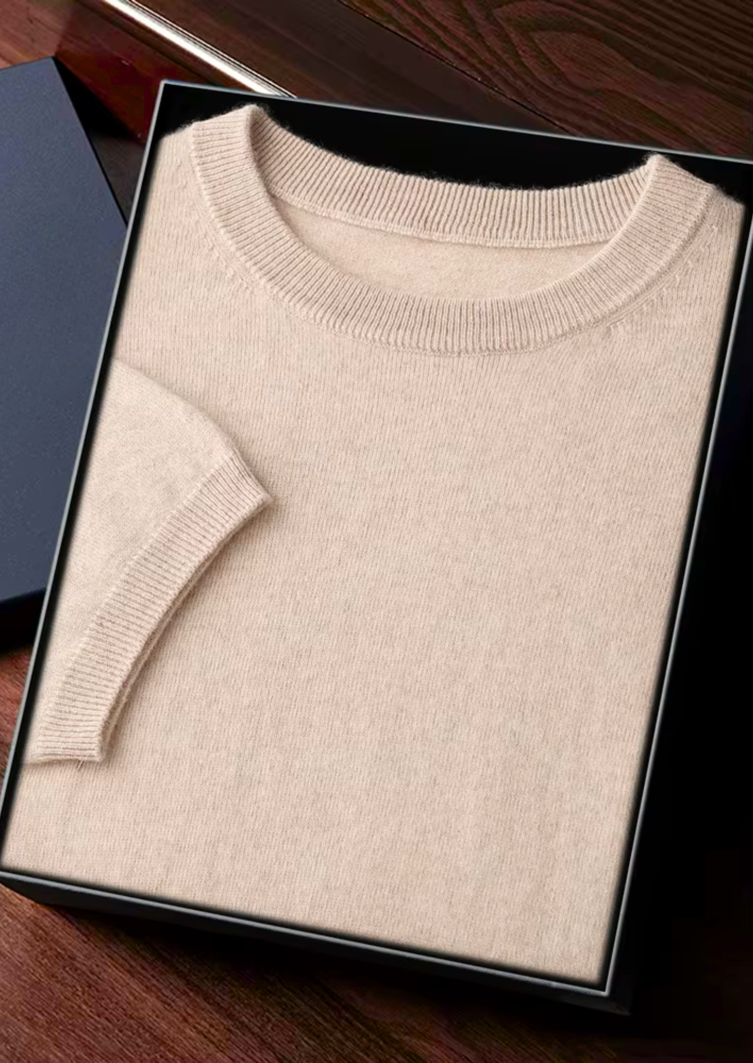 100% CASHMERE CLASSIC CREWNECK T-SHIRT