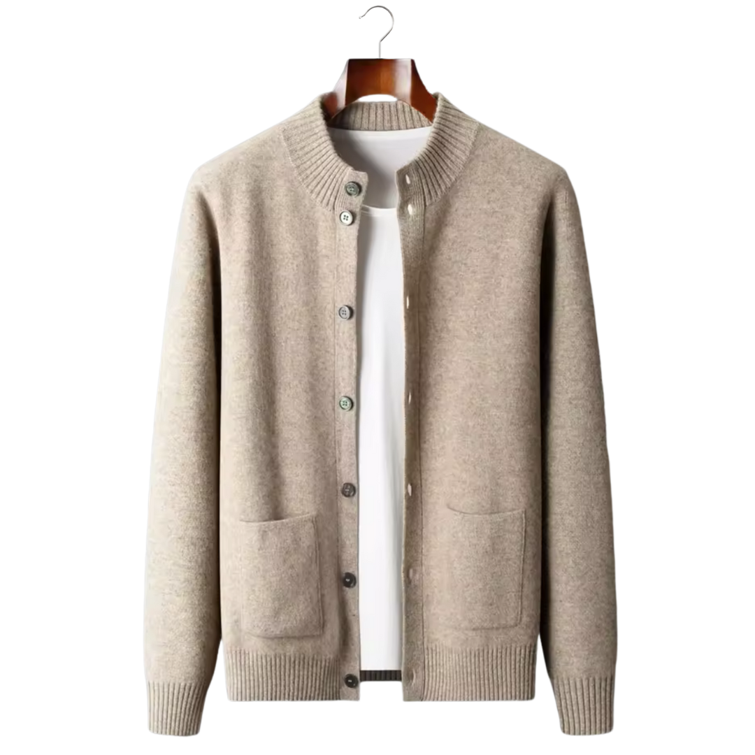 100% CASHMERE BUTTON CARDIGAN