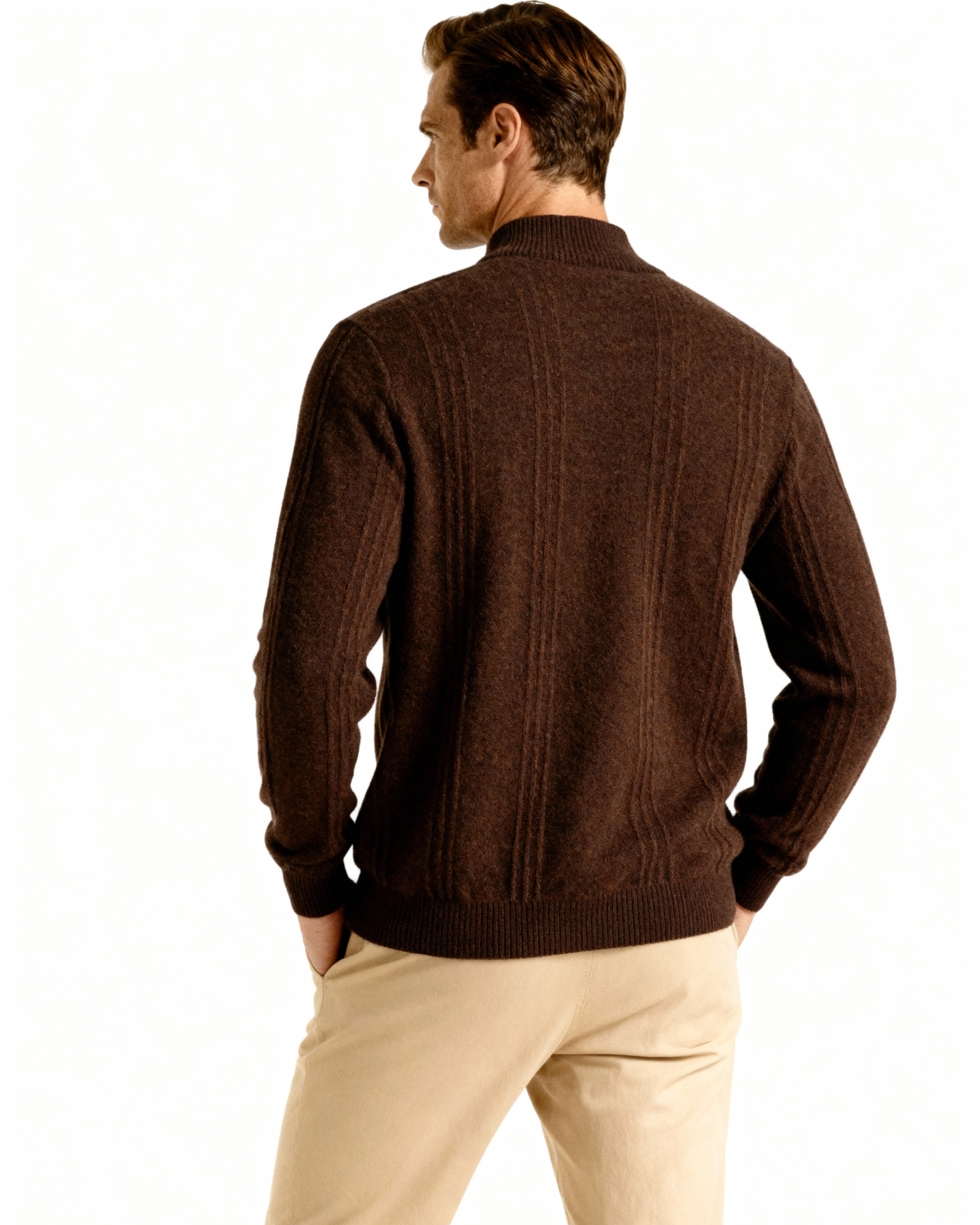 100% Cashmere Ribbed Half Zip