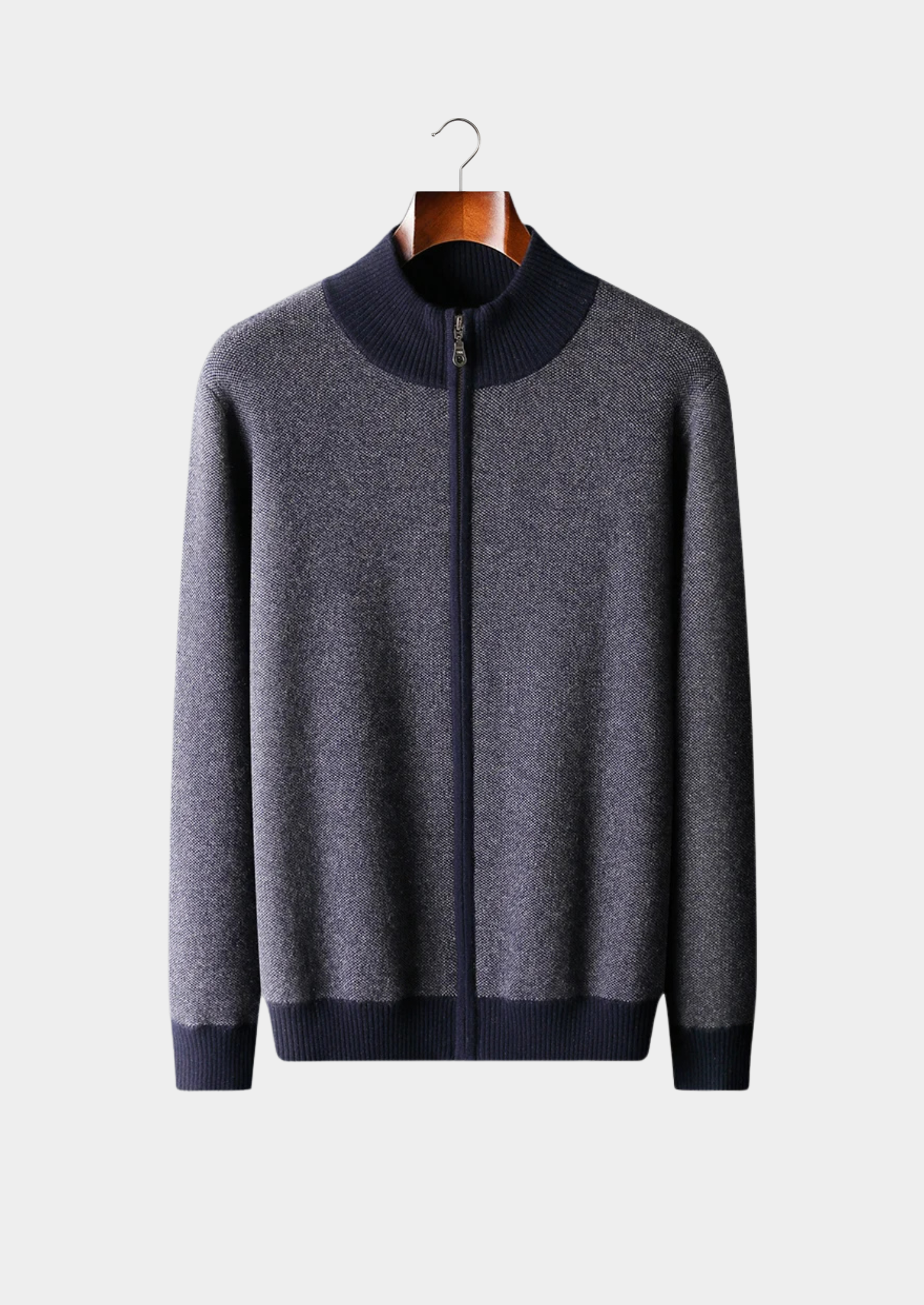 100% CASHMERE JACQUARD ZIP CARDIGAN
