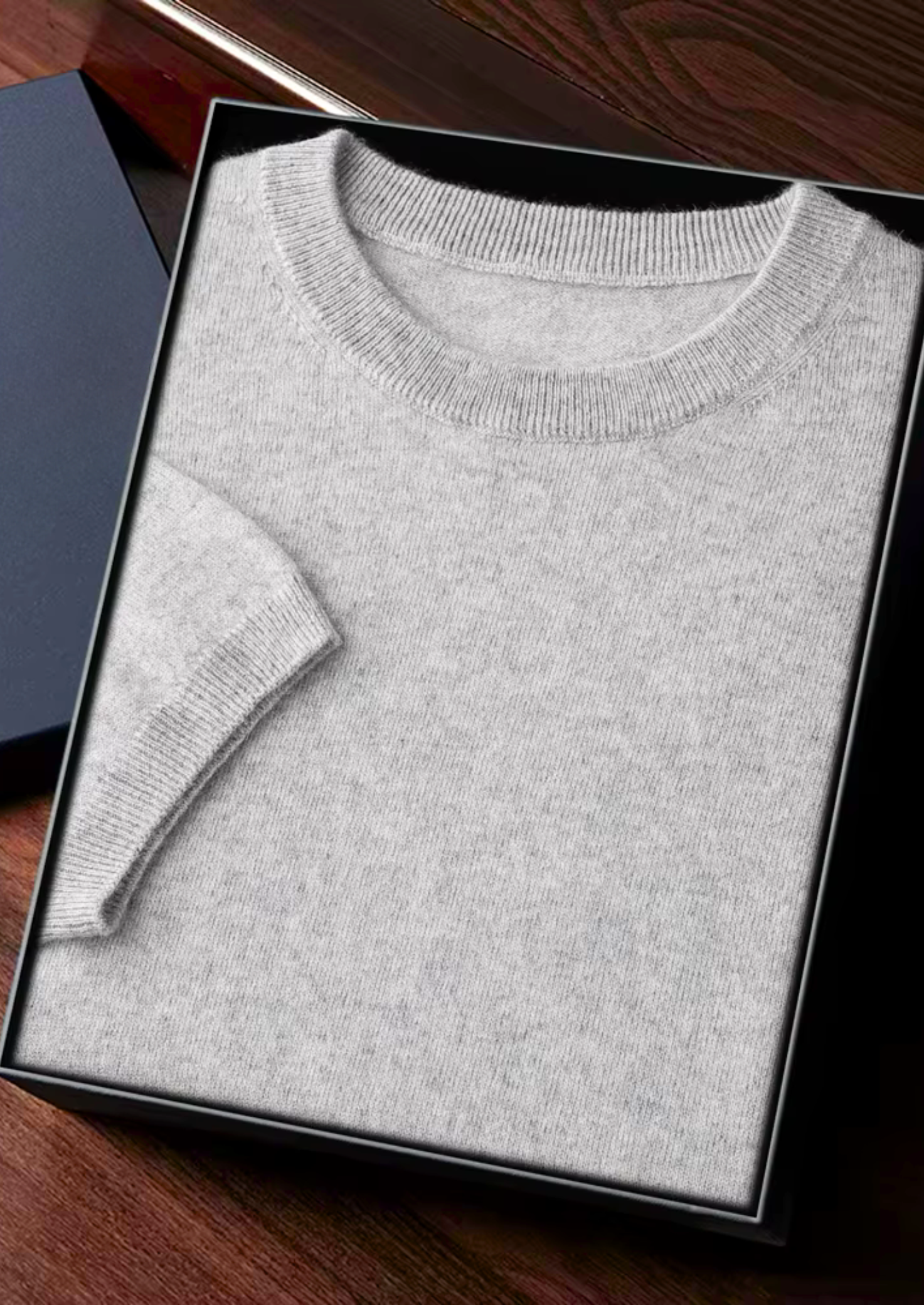 100% CASHMERE CLASSIC CREWNECK T-SHIRT